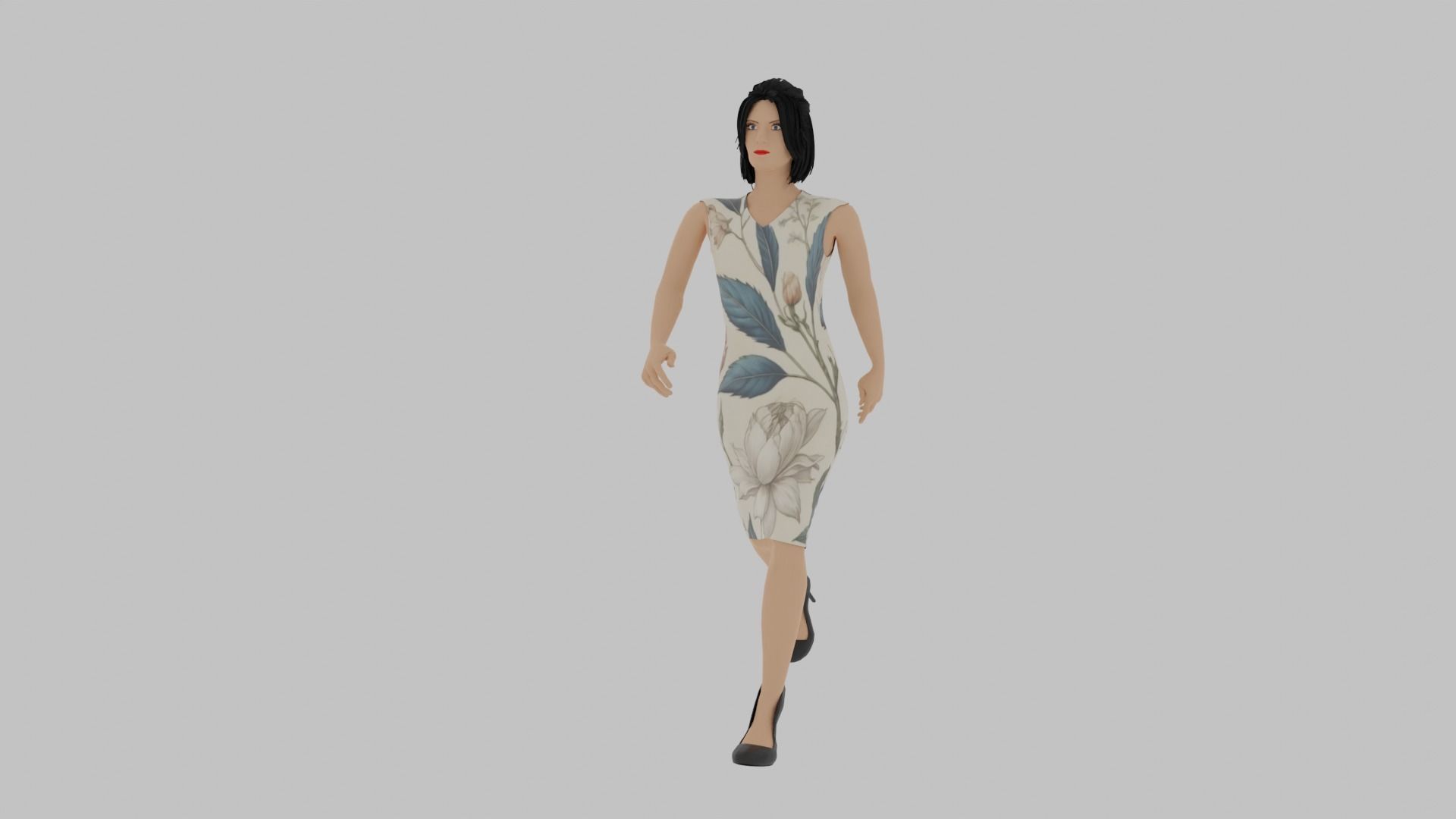 Woman Walking Animation Low-poly 3D model_5