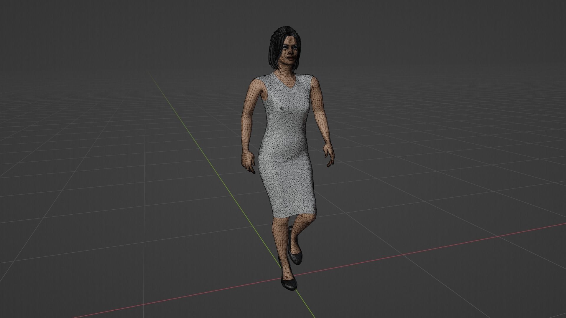 Woman Walking Animation Low-poly 3D model_8