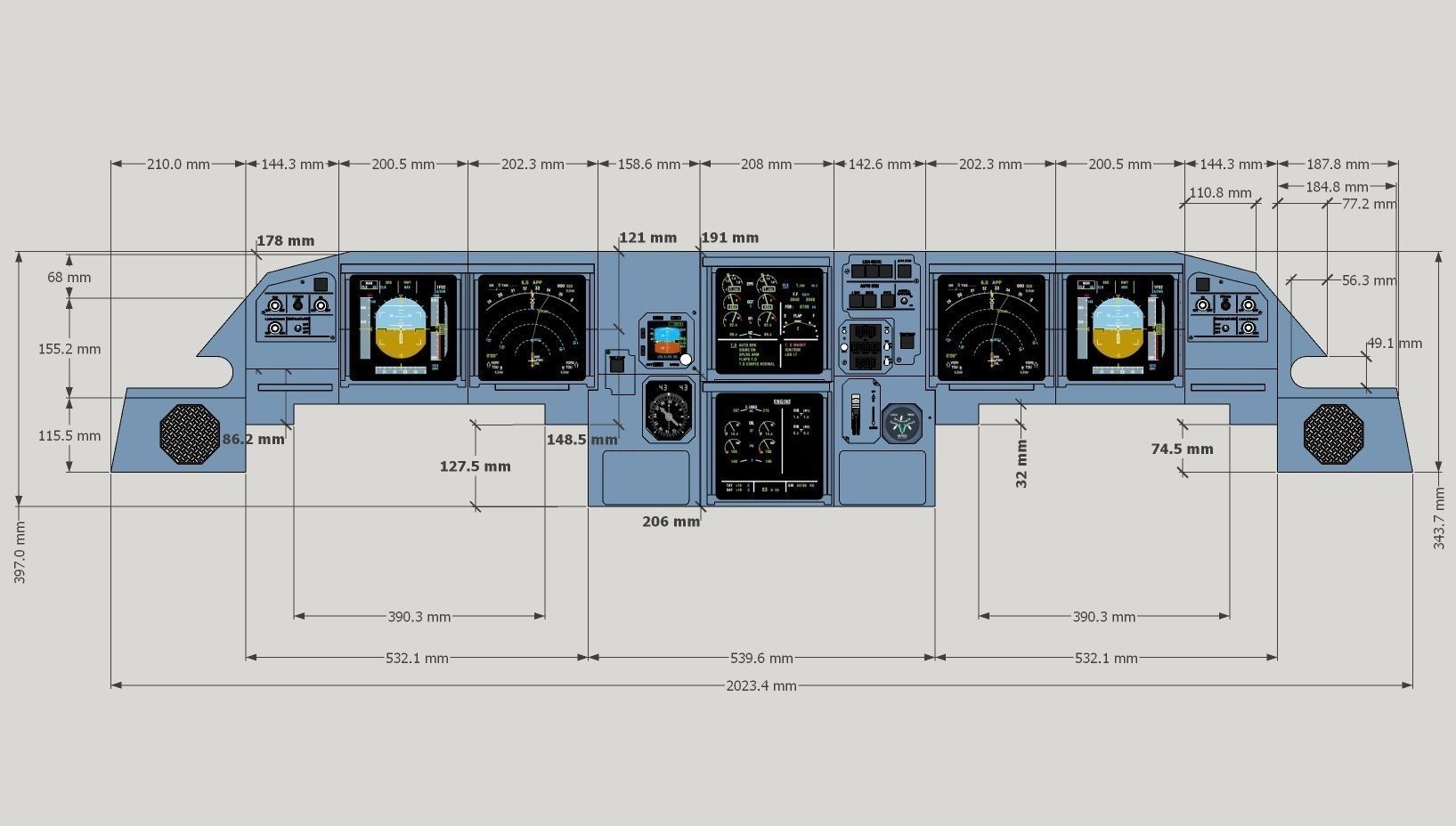 A320 MIP Main Instrument Panel 3D print model_7