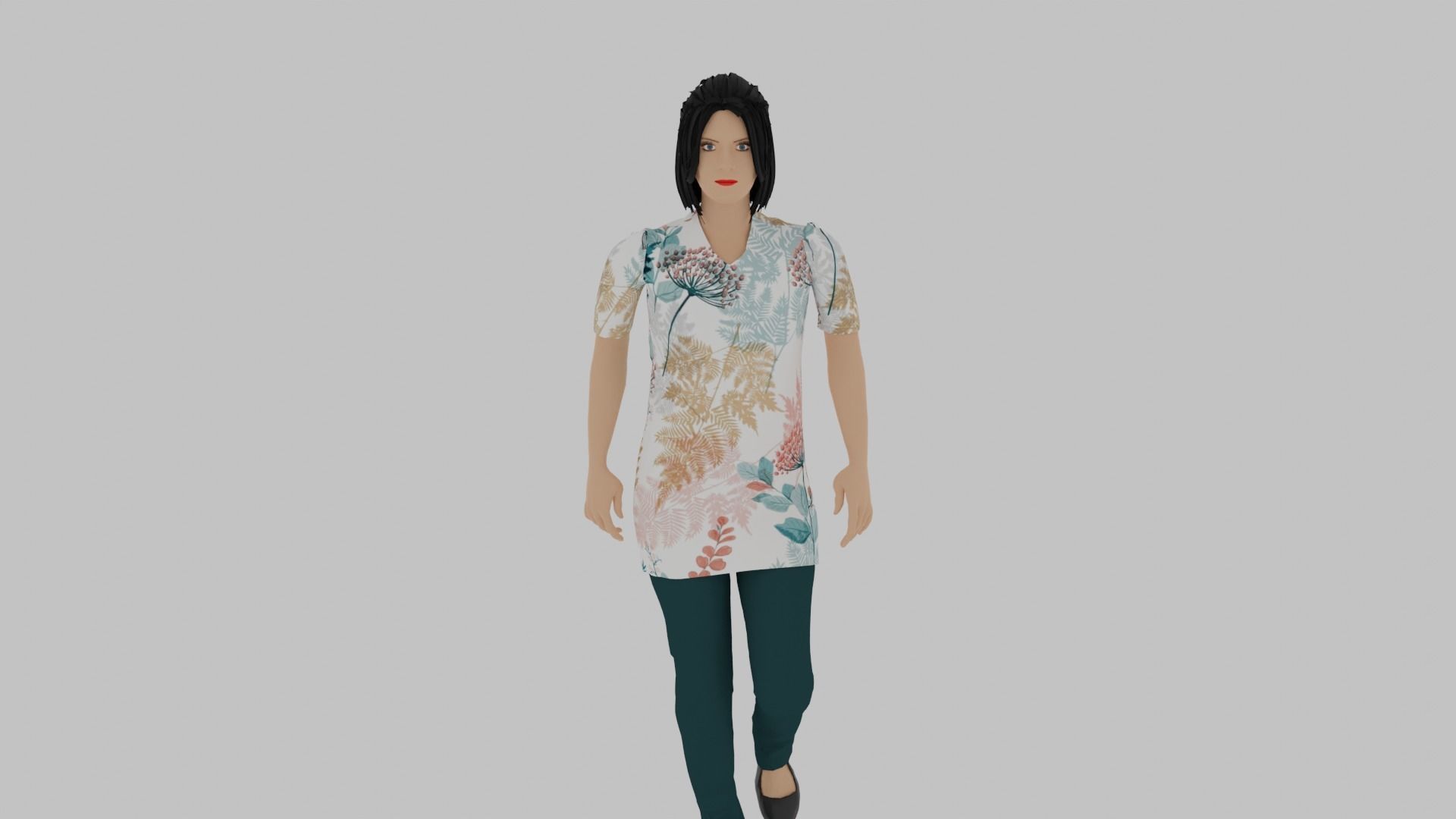 Woman Walking Animation Low-poly 3D model_1