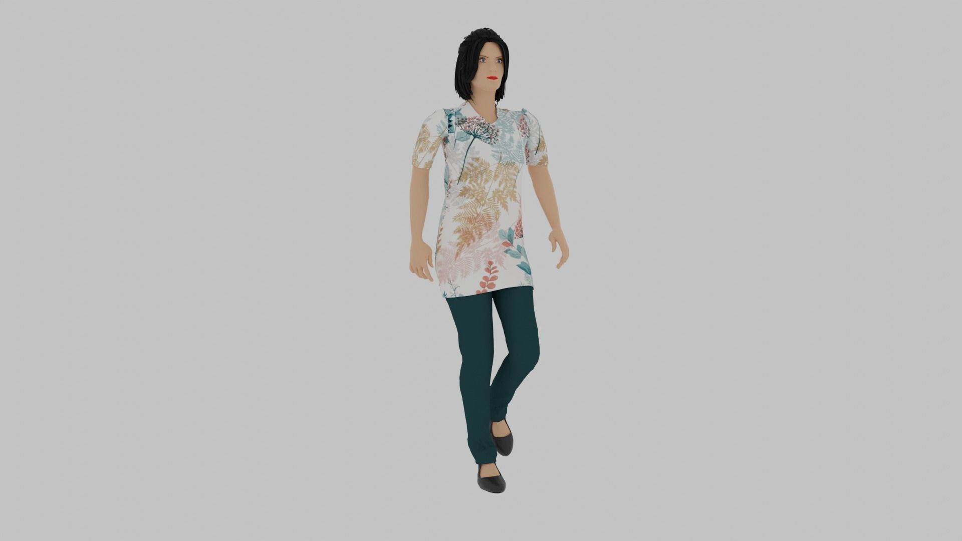Woman Walking Animation Low-poly 3D model_4