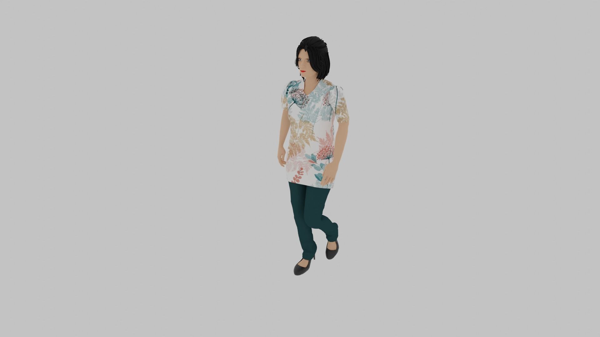 Woman Walking Animation Low-poly 3D model_2