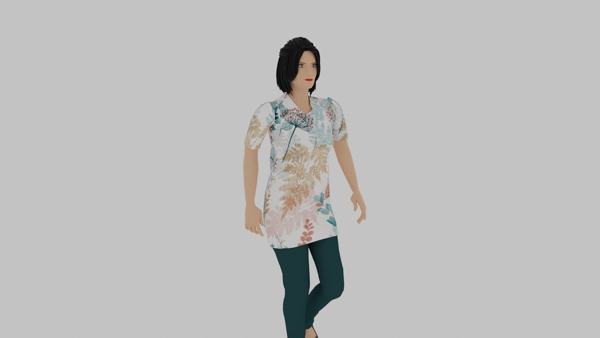 Woman Walking Animation Low-poly 3D model_7