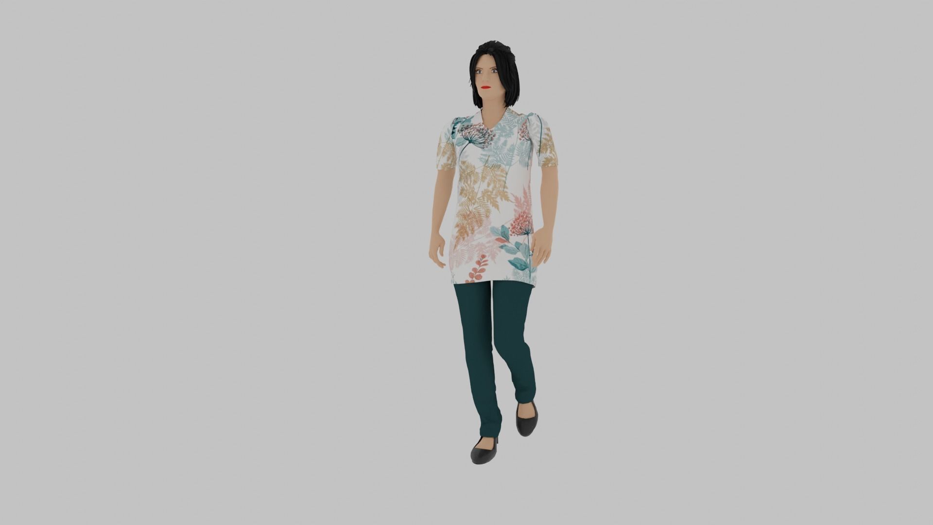 Woman Walking Animation Low-poly 3D model_5
