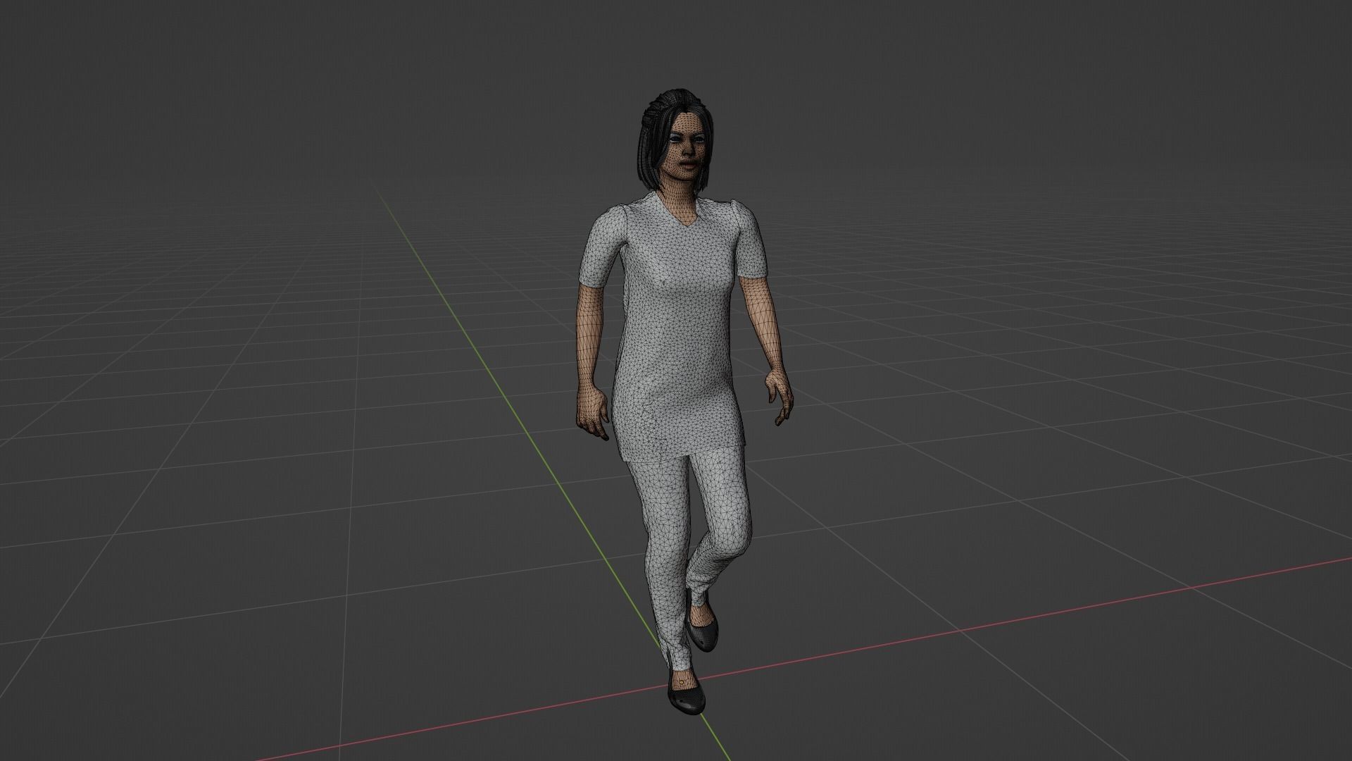 Woman Walking Animation Low-poly 3D model_8
