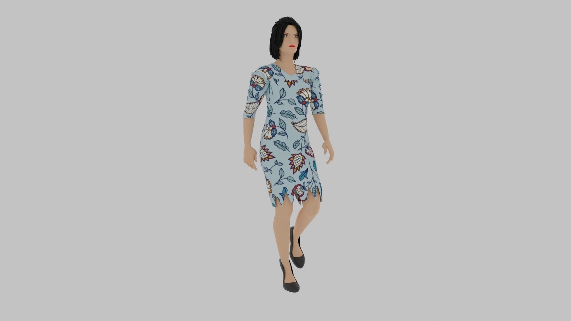 Woman Walking Animation Low-poly 3D model_4