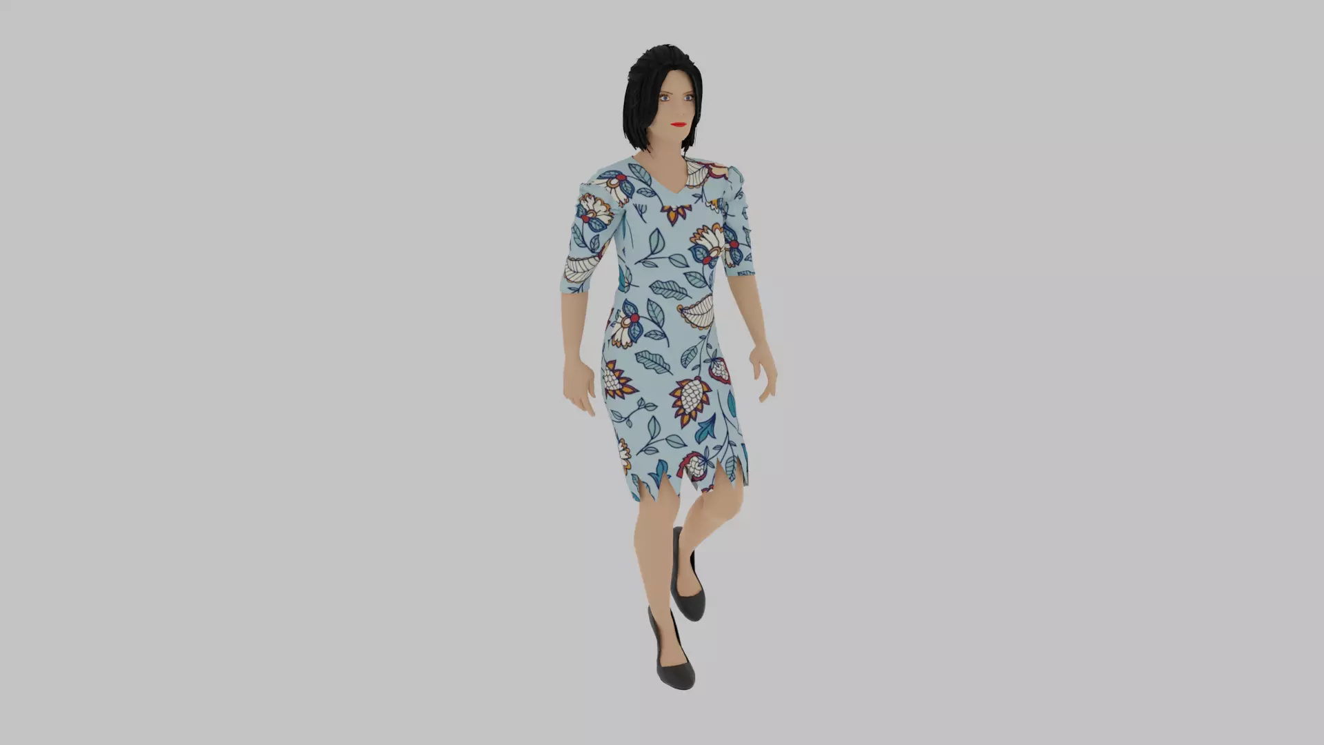 Woman Walking Animation Low-poly 3D model_0