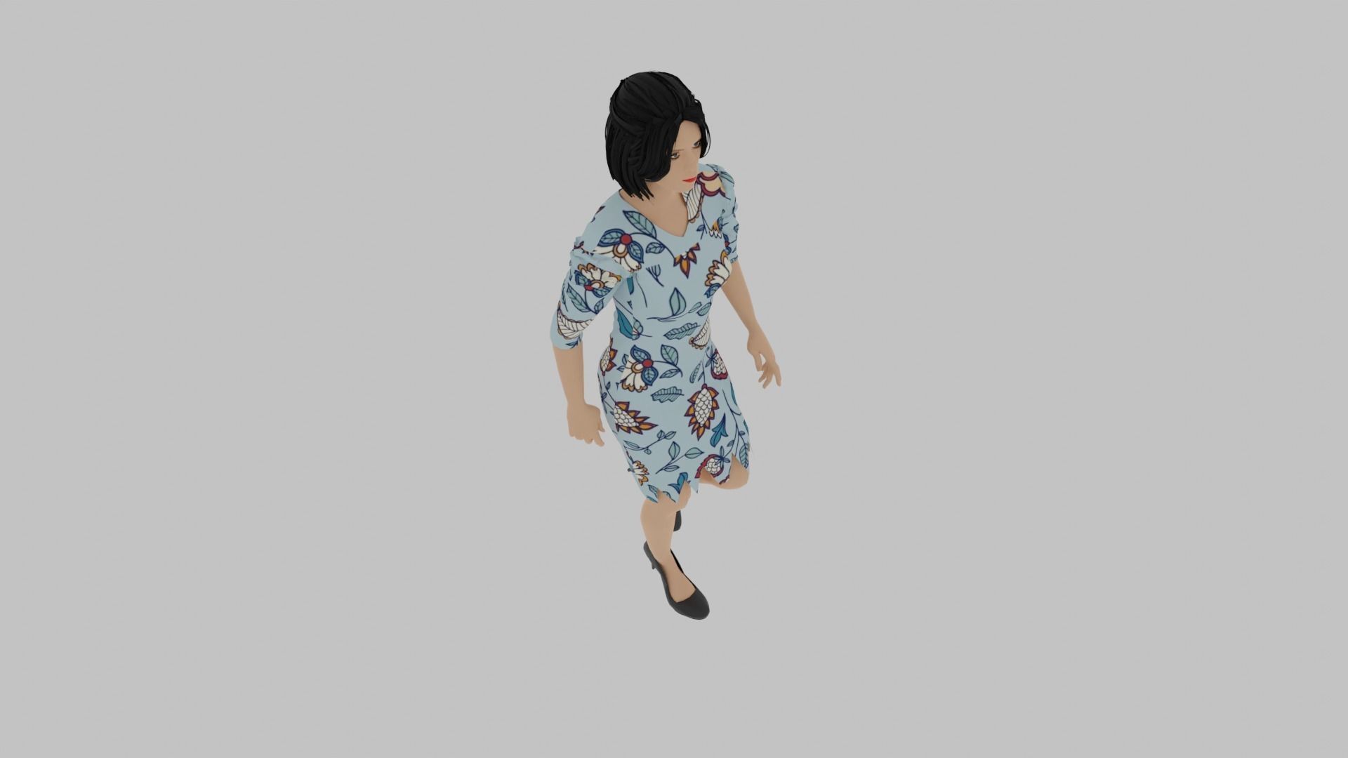 Woman Walking Animation Low-poly 3D model_3