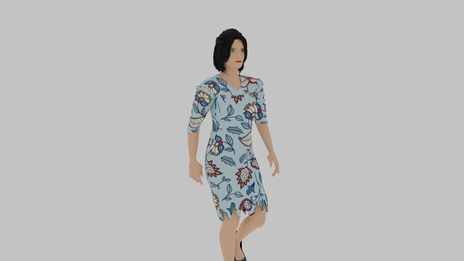 Woman Walking Animation Low-poly 3D model_7