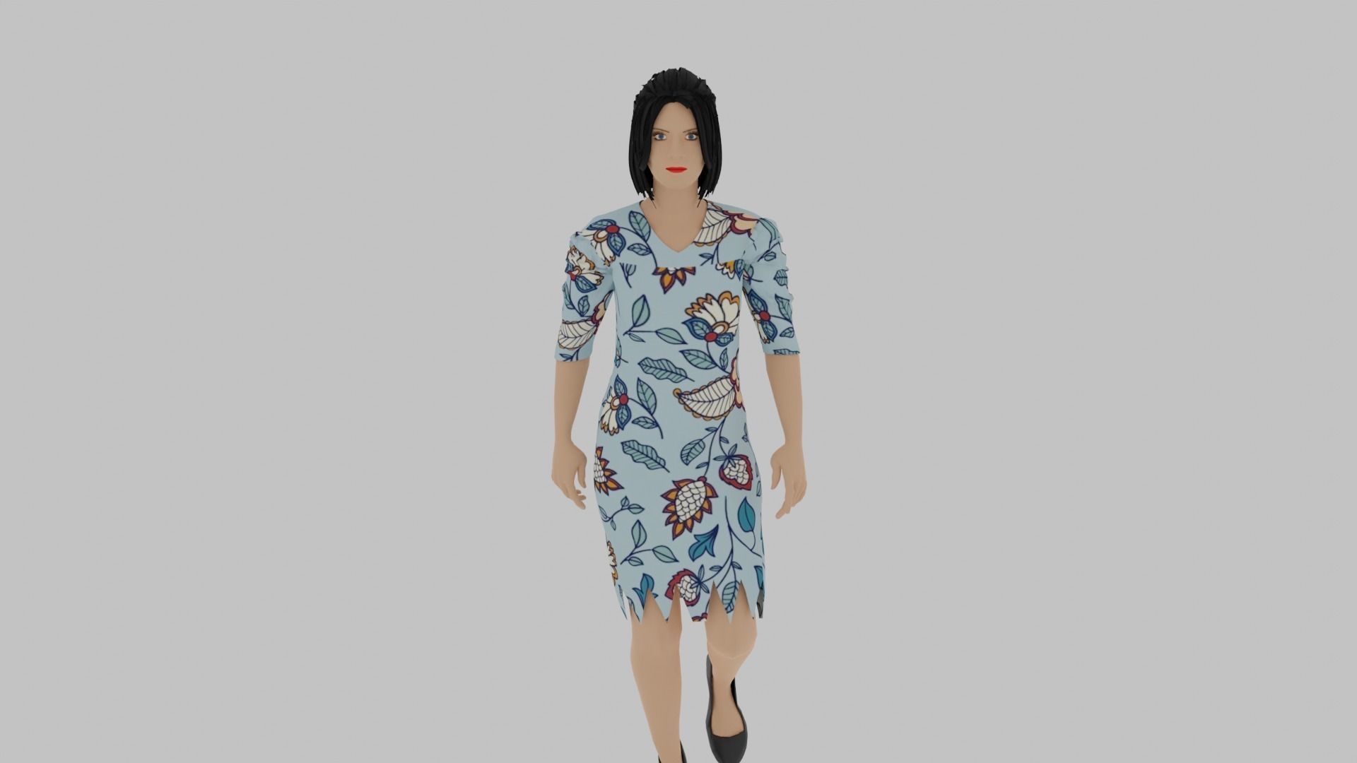 Woman Walking Animation Low-poly 3D model_1