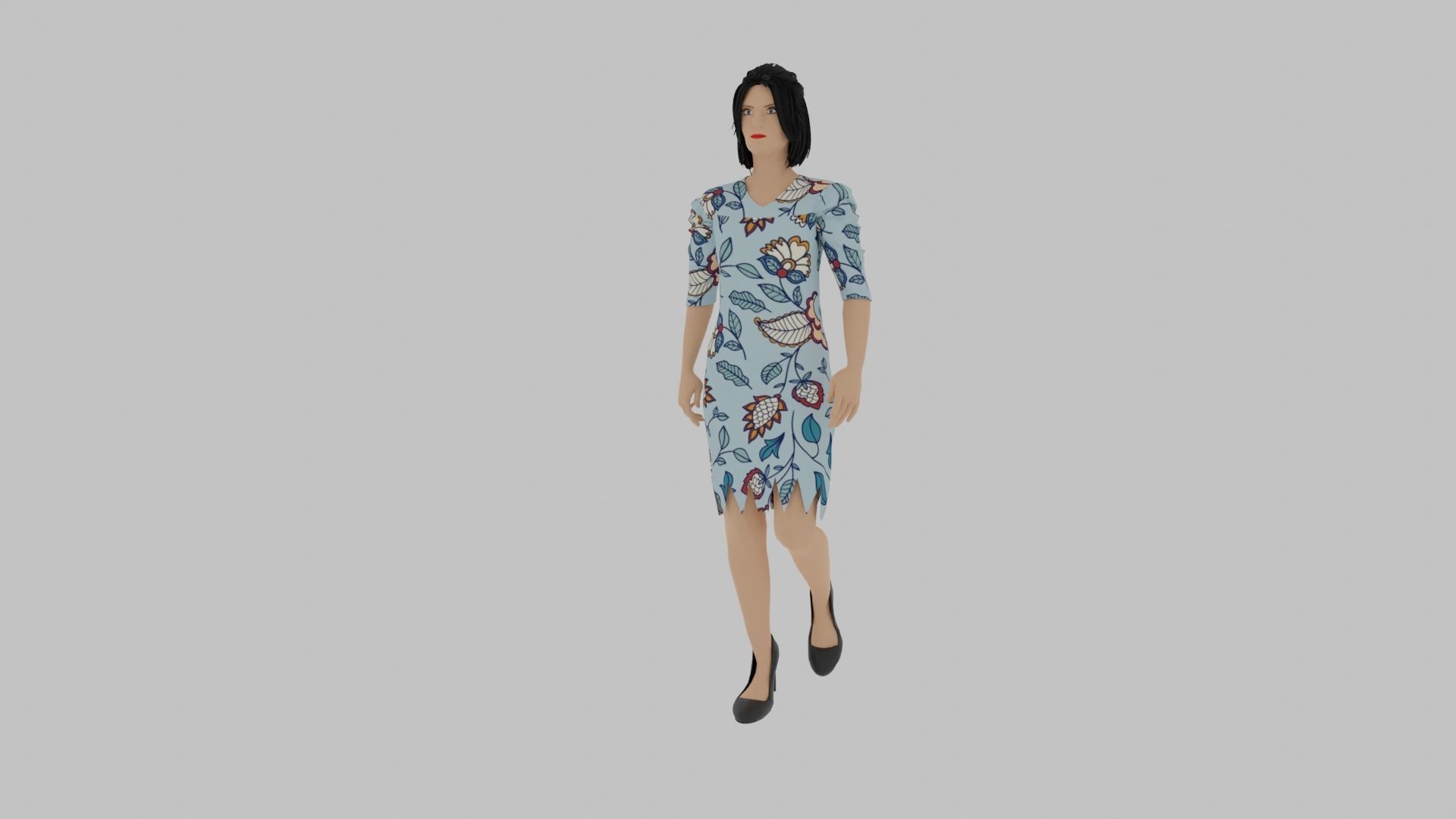 Woman Walking Animation Low-poly 3D model_5
