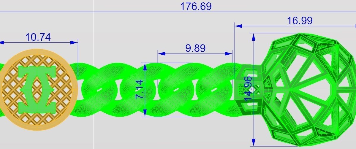 Direct casting tiger chain bracelet 3D model_1