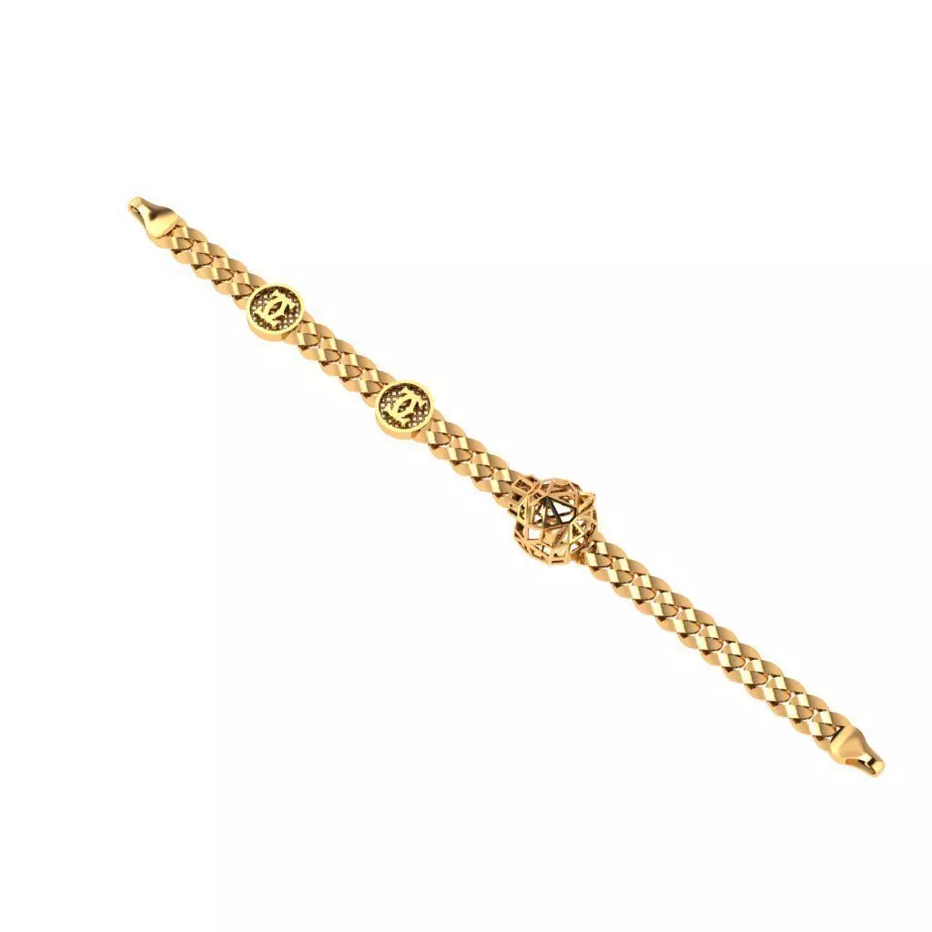 Direct casting tiger chain bracelet 3D model_0