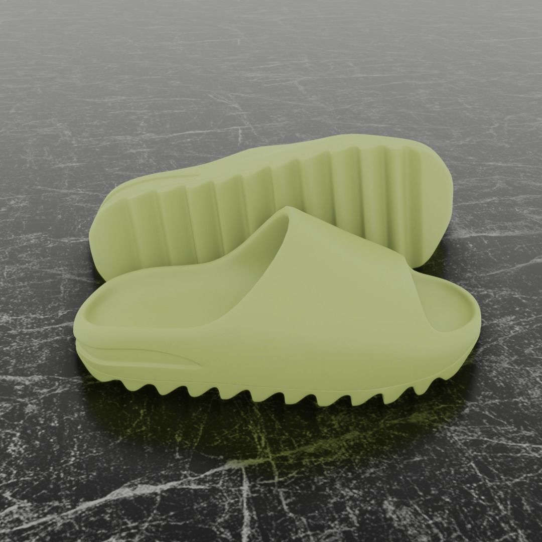 ADIDAS YEEZY SLIPPER - GREEN Low-poly 3D model_4