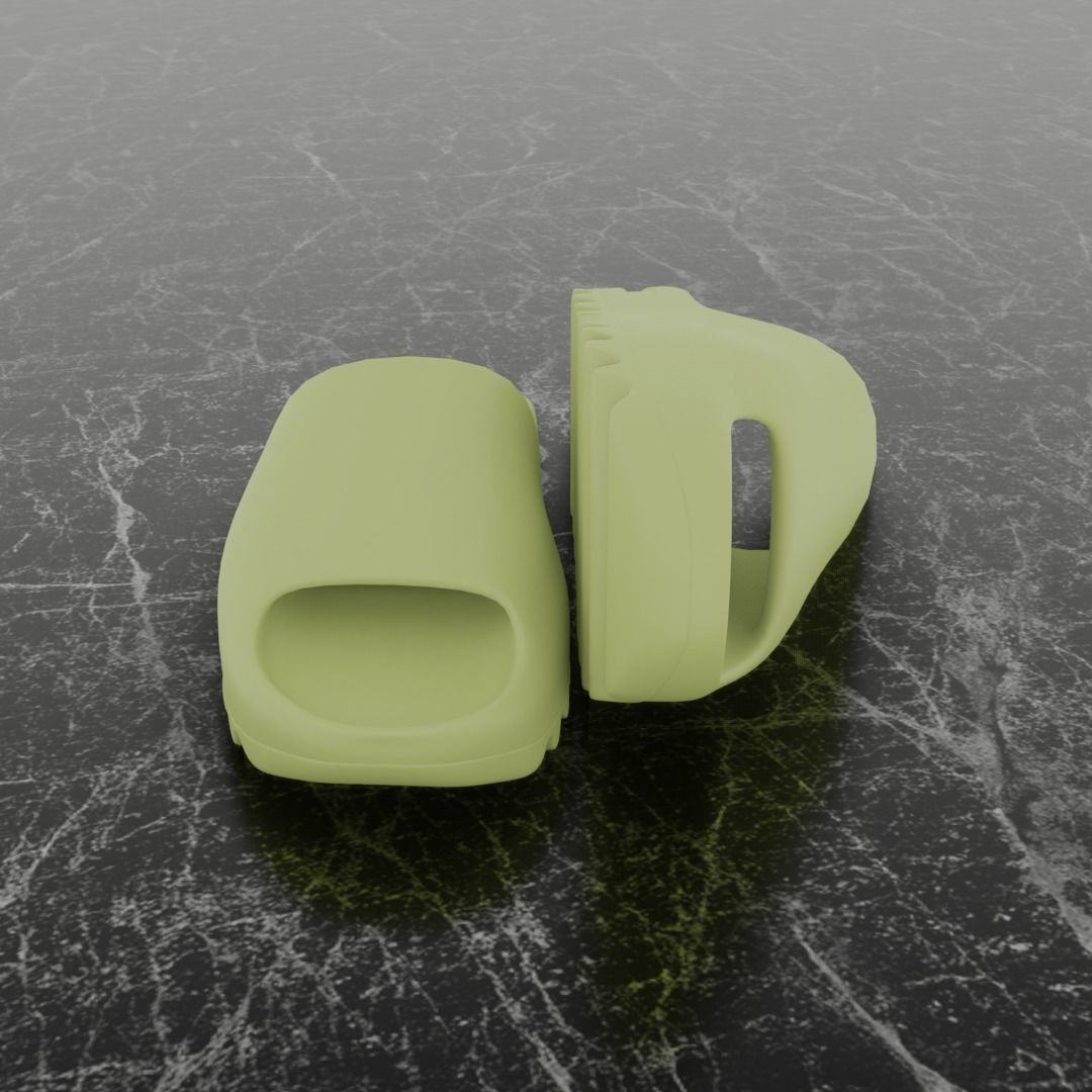 ADIDAS YEEZY SLIPPER - GREEN Low-poly 3D model_3