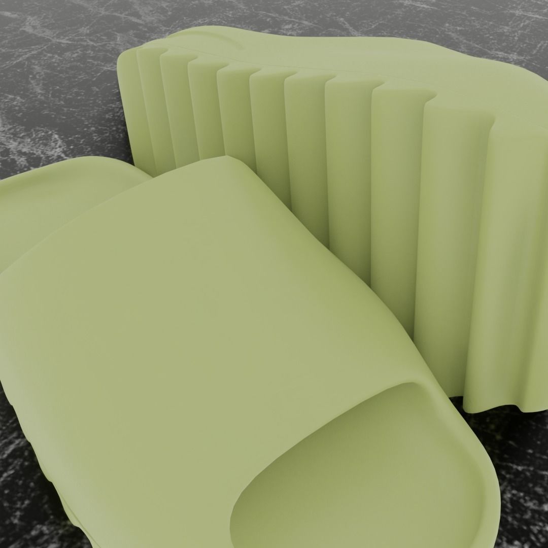 ADIDAS YEEZY SLIPPER - GREEN Low-poly 3D model_9