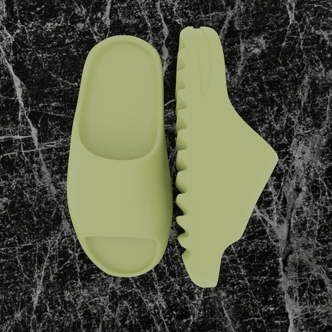 ADIDAS YEEZY SLIPPER - GREEN Low-poly 3D model_2