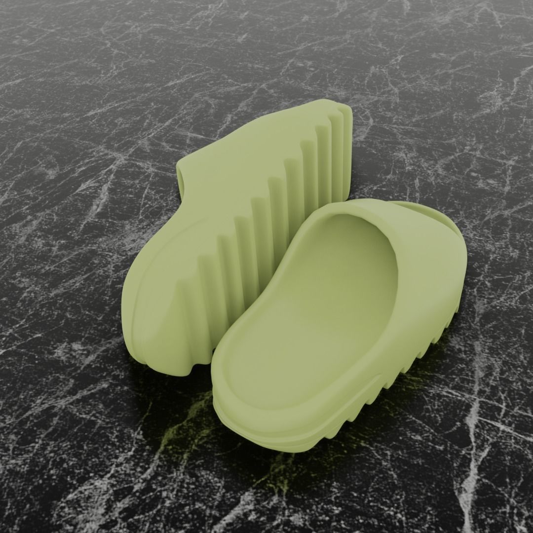 ADIDAS YEEZY SLIPPER - GREEN Low-poly 3D model_5