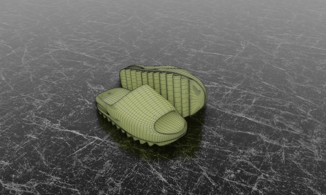 ADIDAS YEEZY SLIPPER - GREEN Low-poly 3D model_11