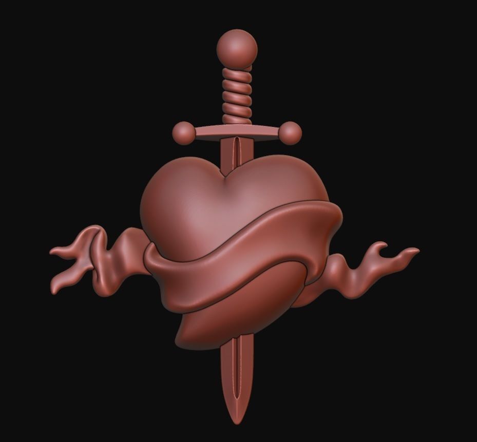 Heart Sword Dagger 3D print model_4