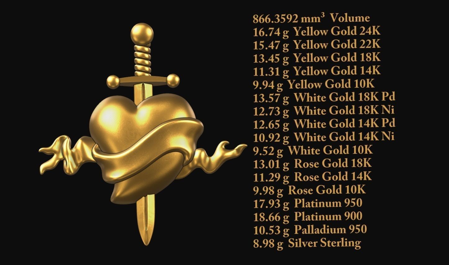 Heart Sword Dagger 3D print model_2