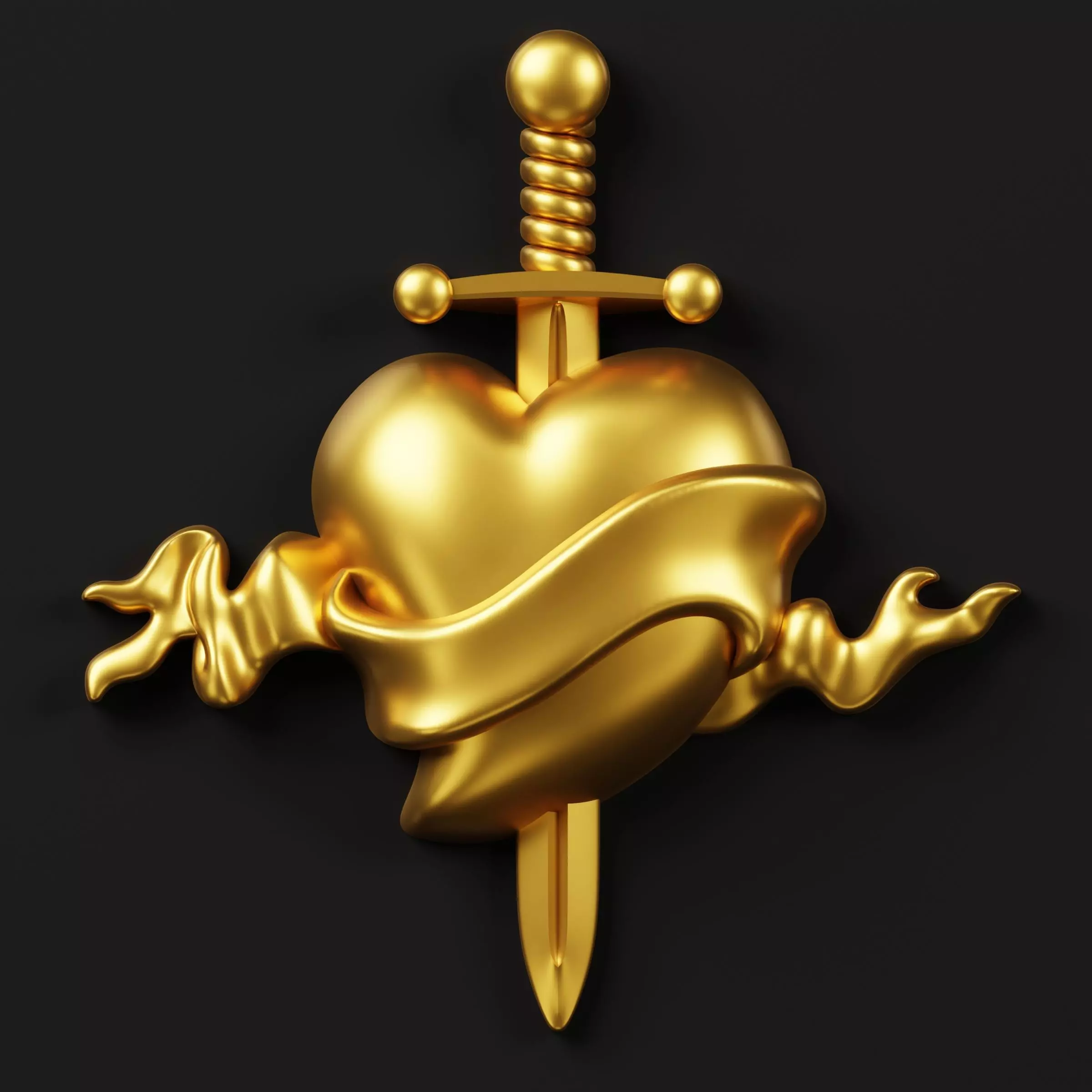 Heart Sword Dagger 3D print model_0