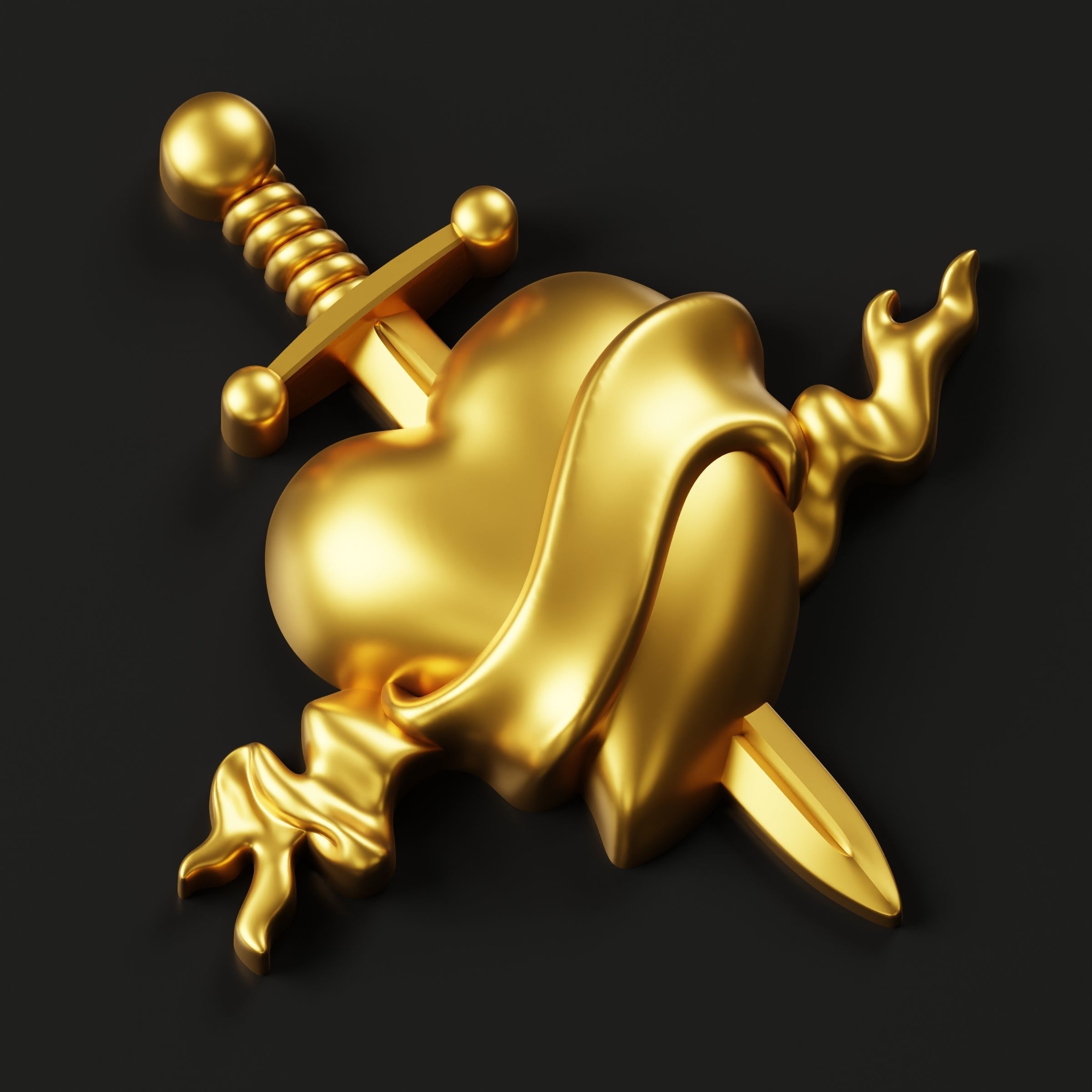 Heart Sword Dagger 3D print model_1