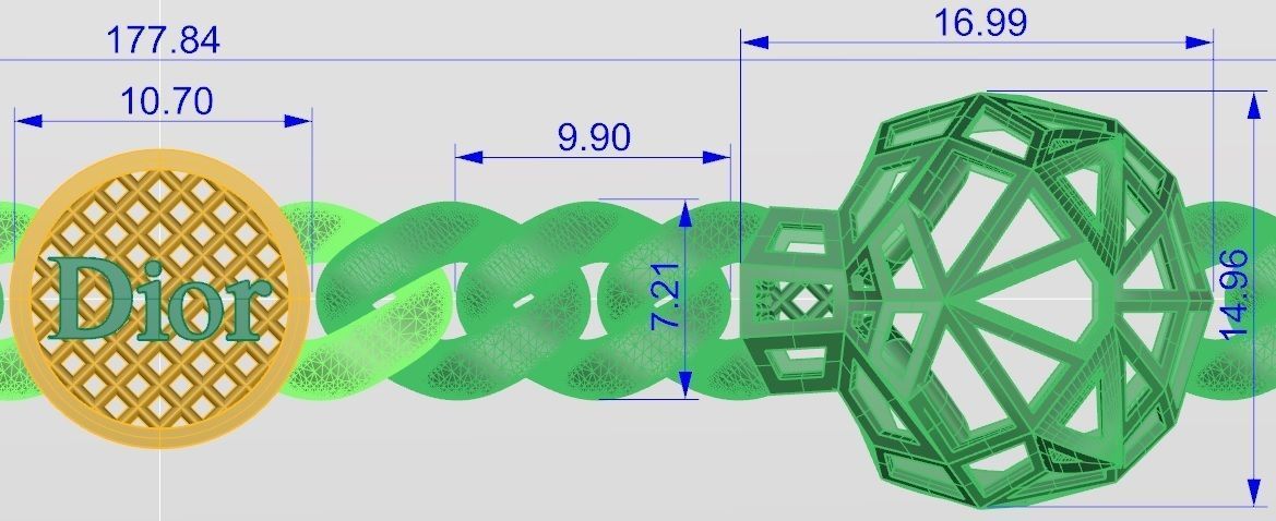 Direct casting tiger chain bracelet 3D model_1