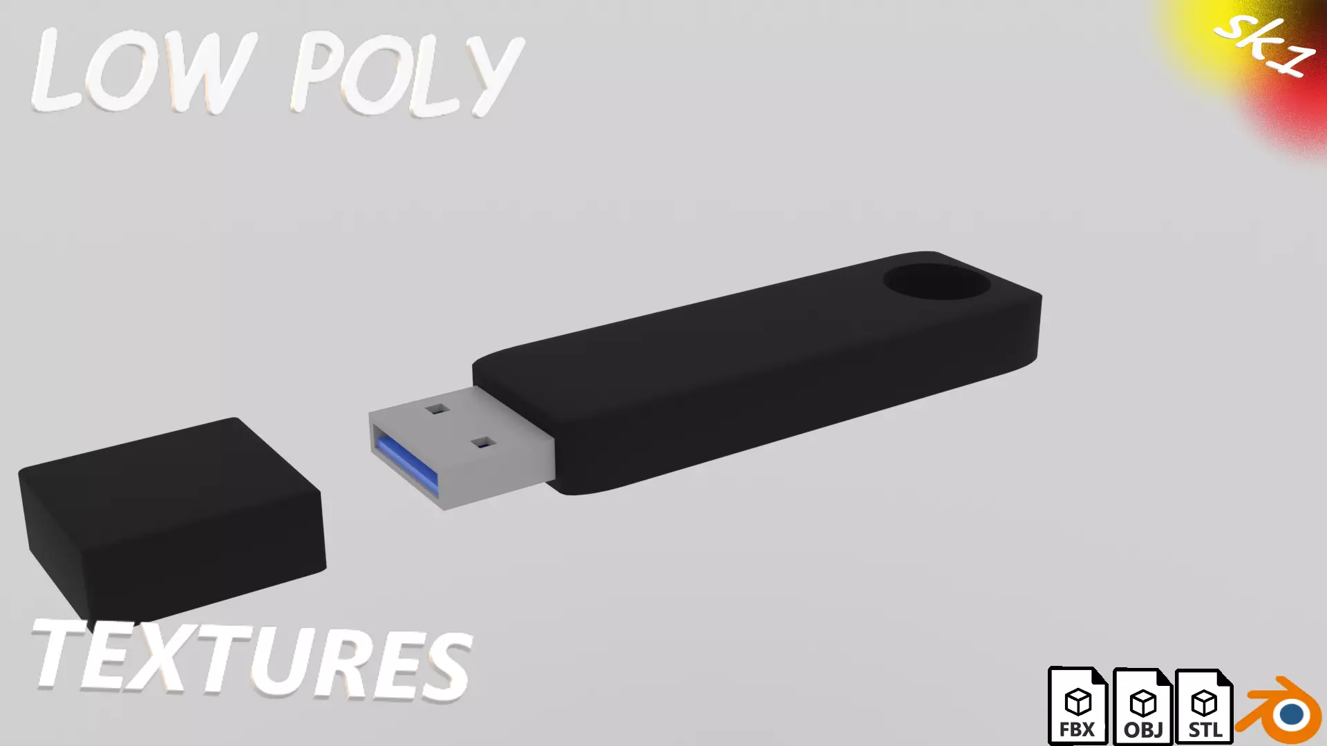 flash drive Low-poly 3D model_0