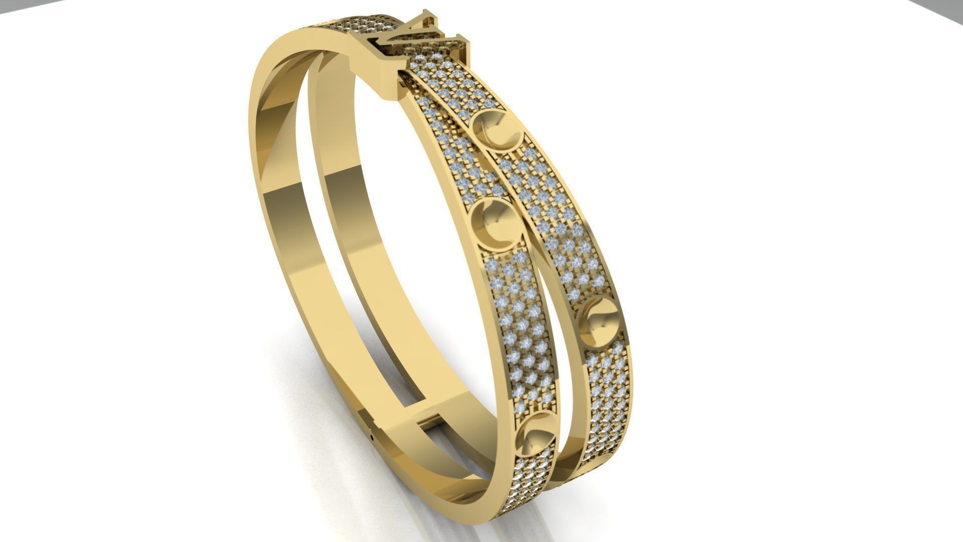 louis vuitton bracelet double cross 3D model_2