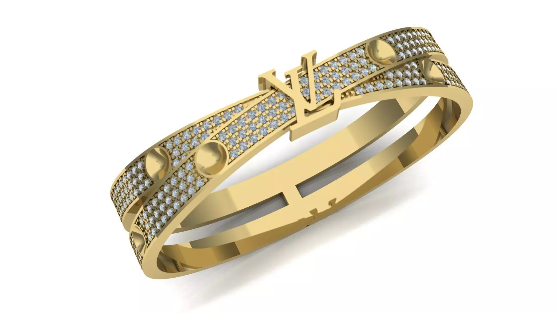 louis vuitton bracelet double cross 3D model_0
