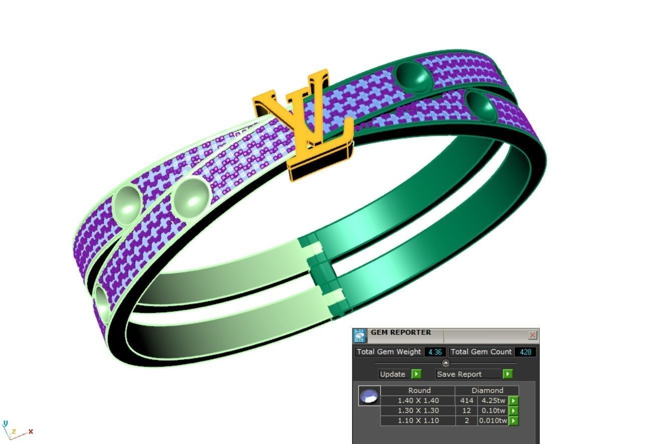 louis vuitton bracelet double cross 3D model_4