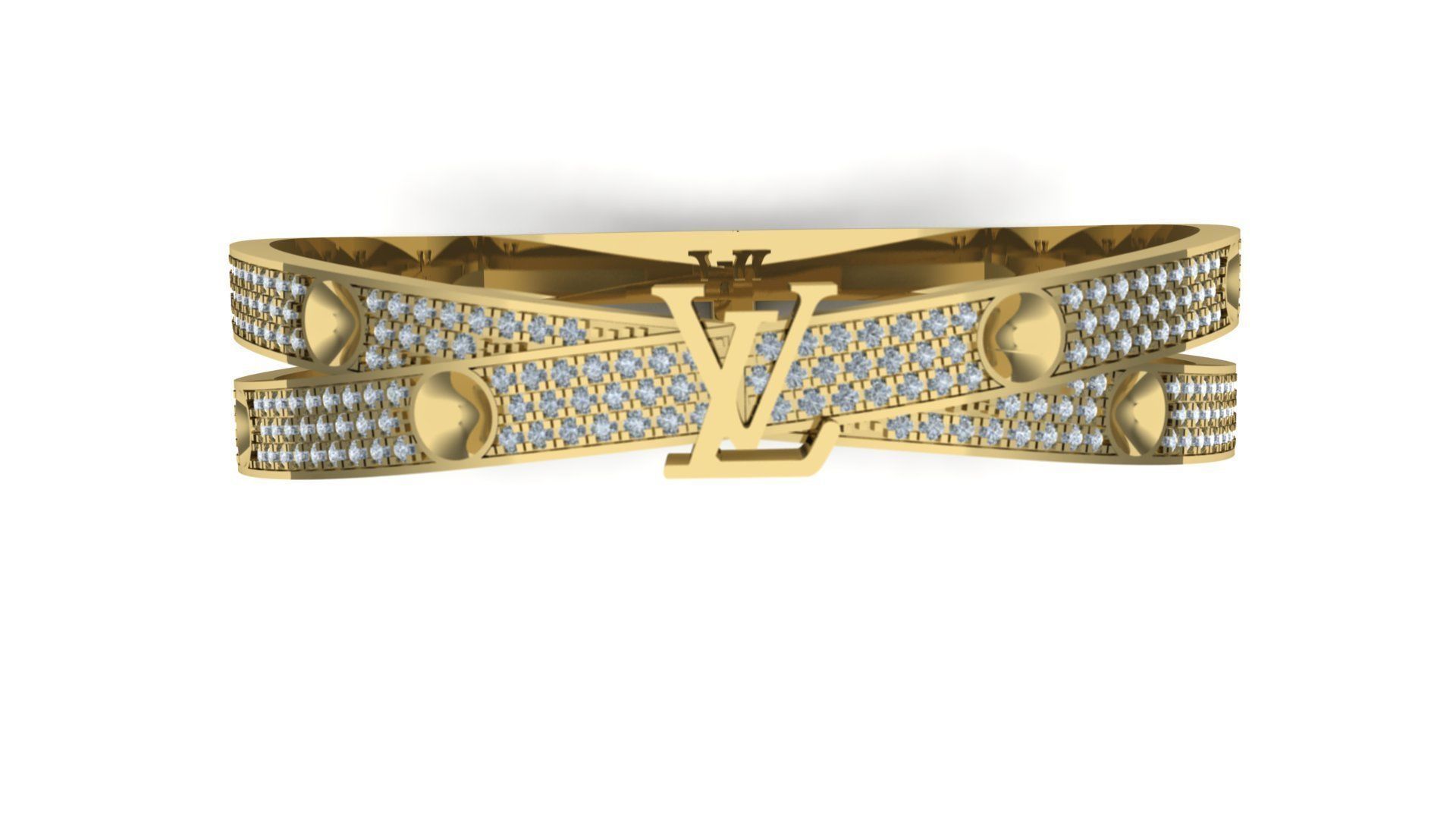 louis vuitton bracelet double cross 3D model_1