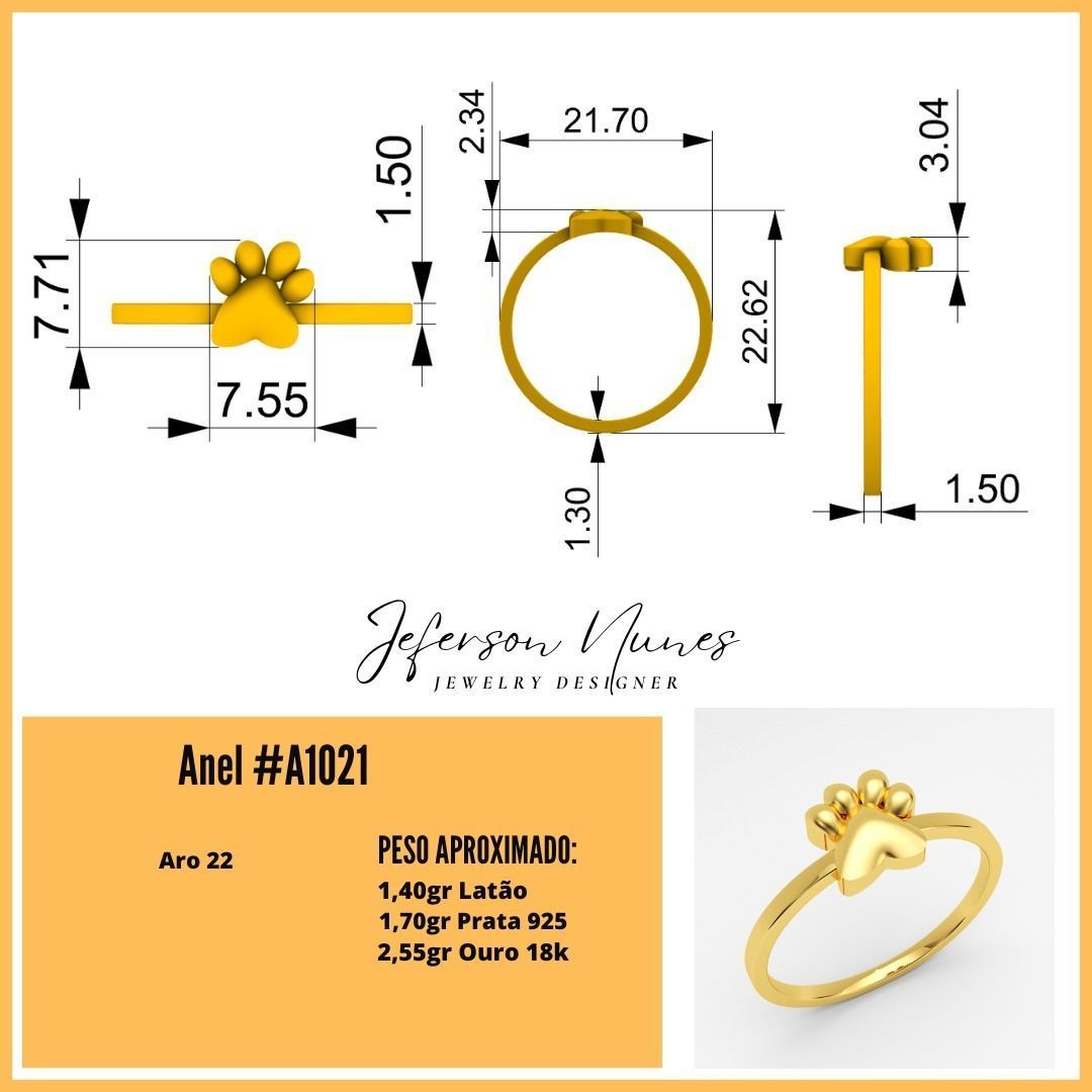 Anel Patinha A1021 3D print model_2