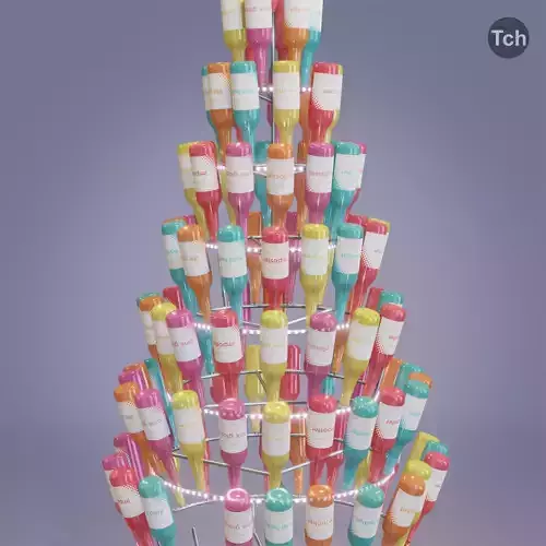 Christmas tree made of bottles 3D model