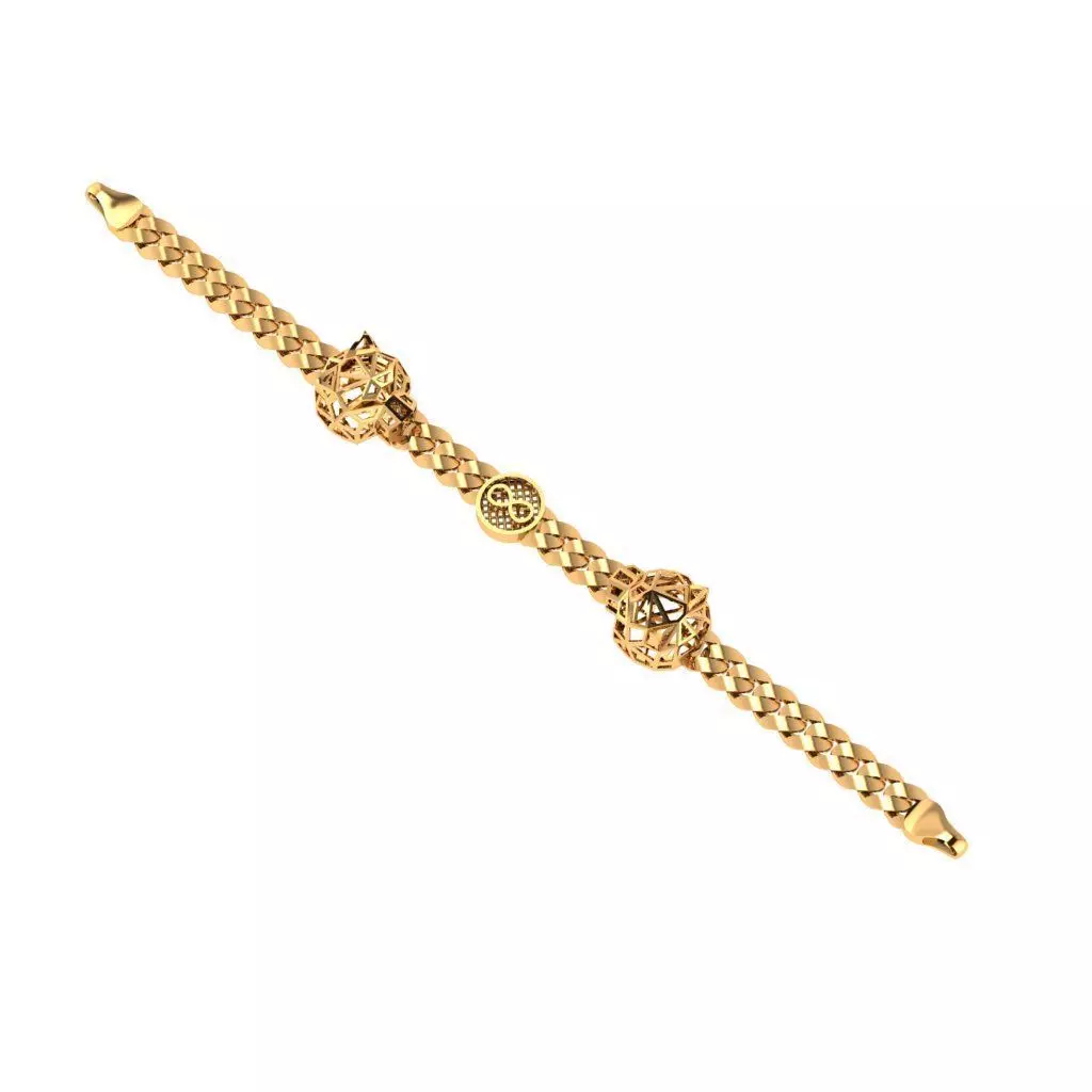 Direct casting tiger chain bracelet 3D model_0