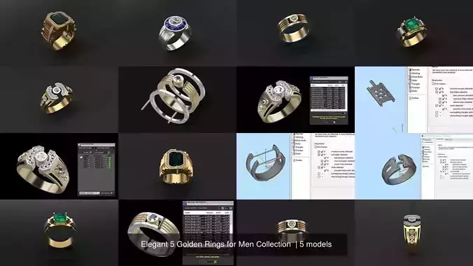 Elegant 5 Golden Rings for Men Collection 