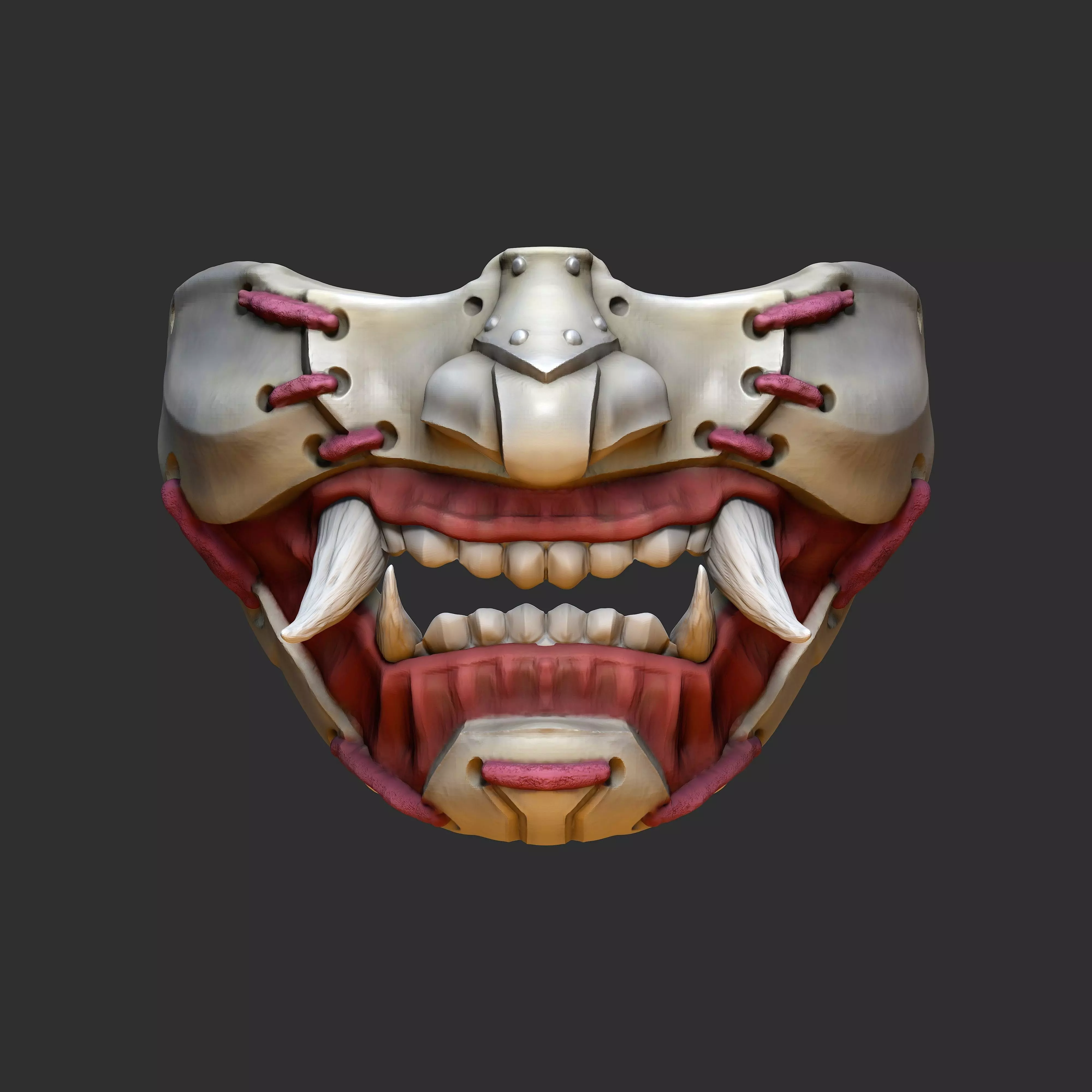 Oni Mask 7 Half Face Rev Version 3D print model_0