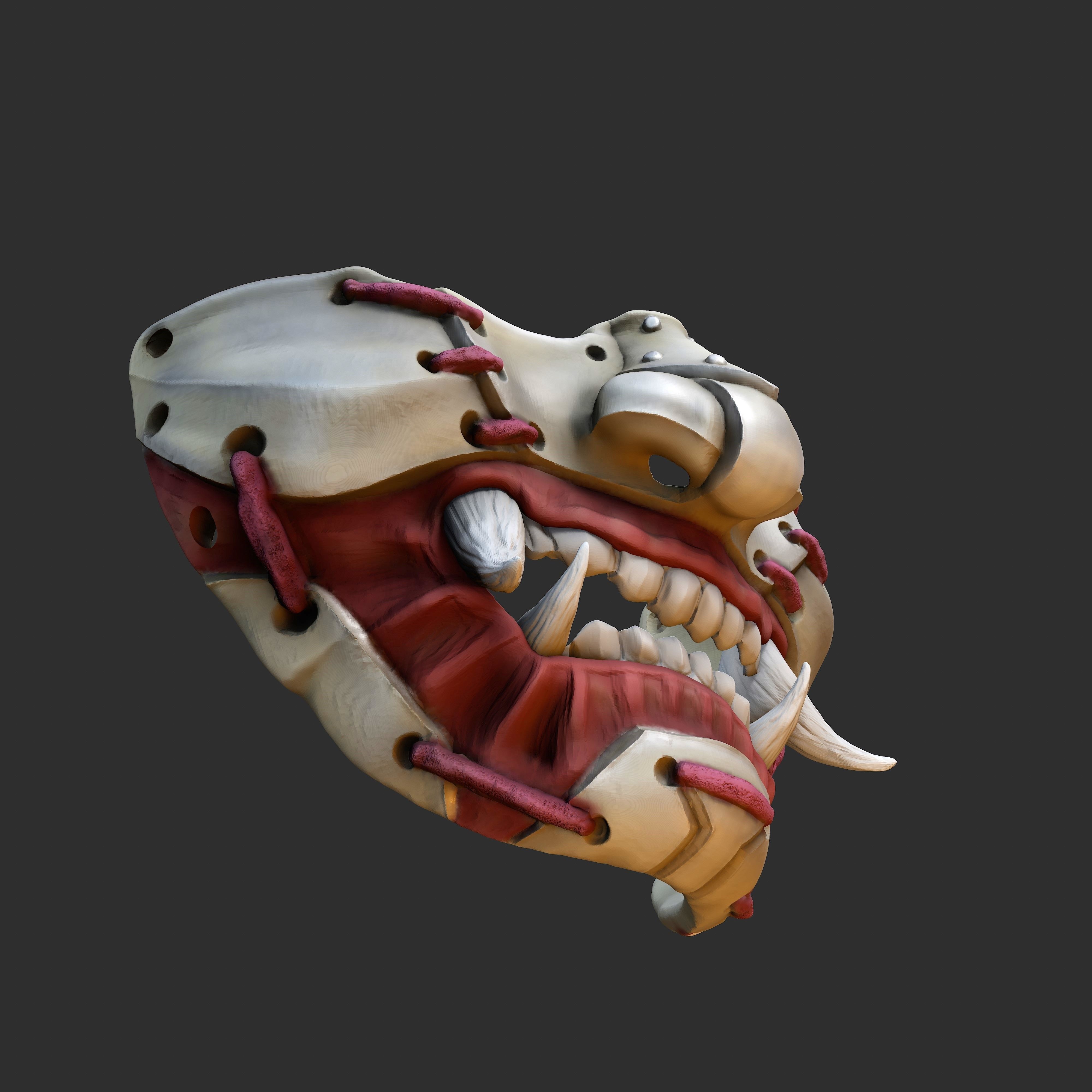 Oni Mask 7 Half Face Rev Version 3D print model_2