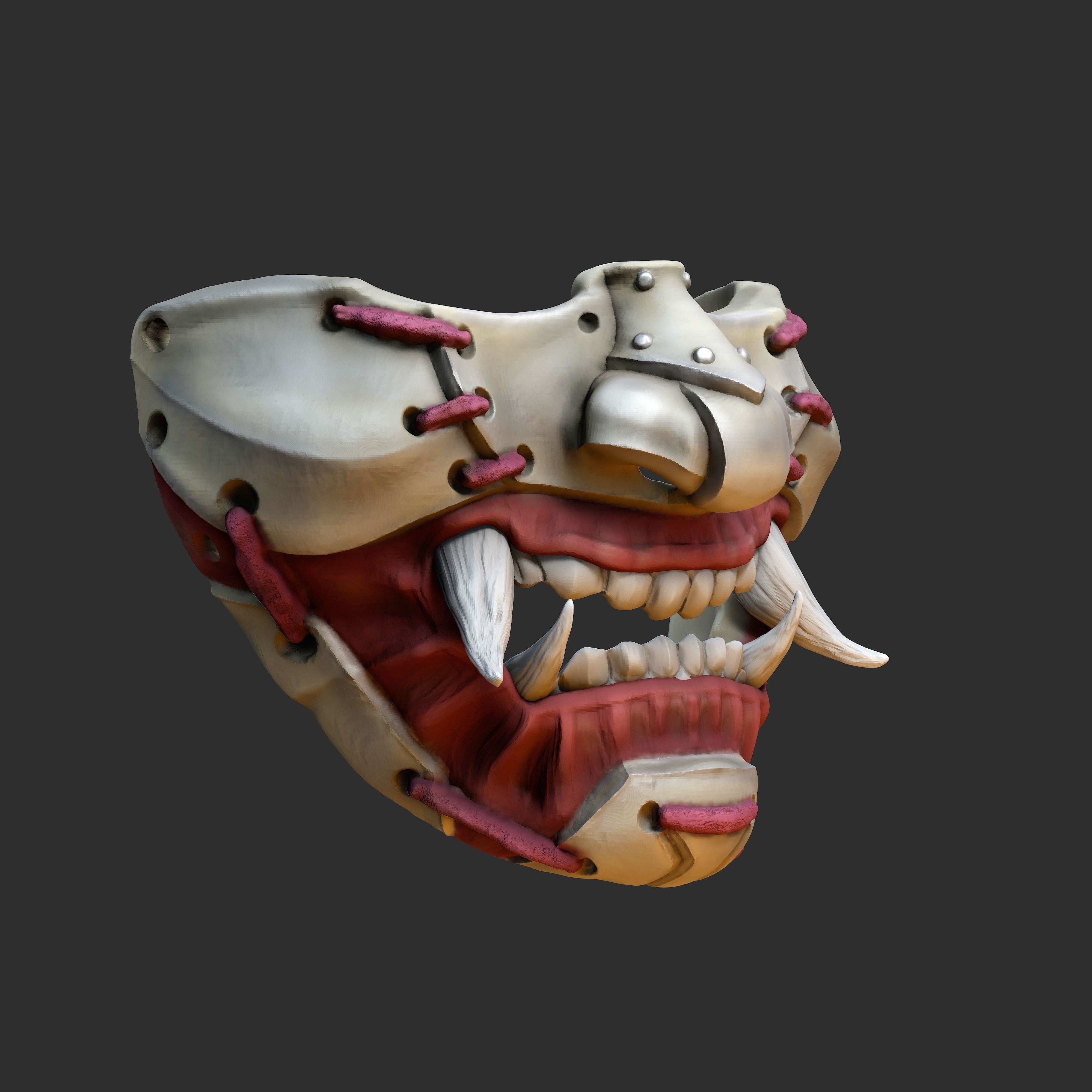 Oni Mask 7 Half Face Rev Version 3D print model_1