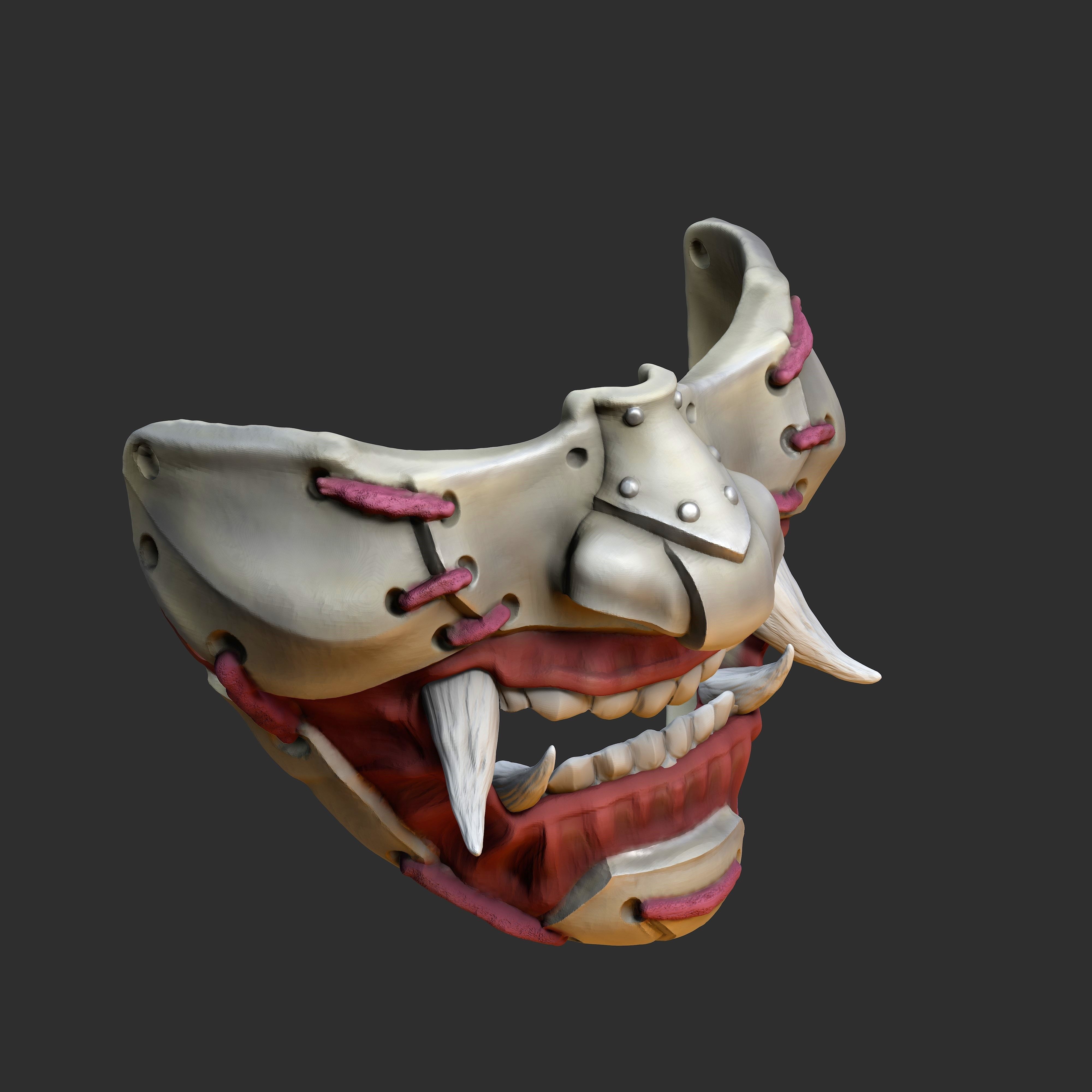 Oni Mask 7 Half Face Rev Version 3D print model_3