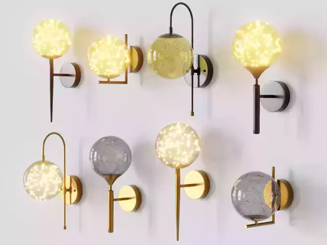 4 Glass Shade LED Wall Lights