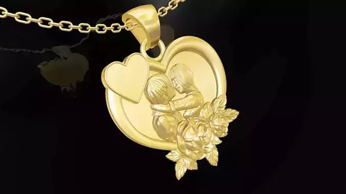 kiss love gold pendant jewelry