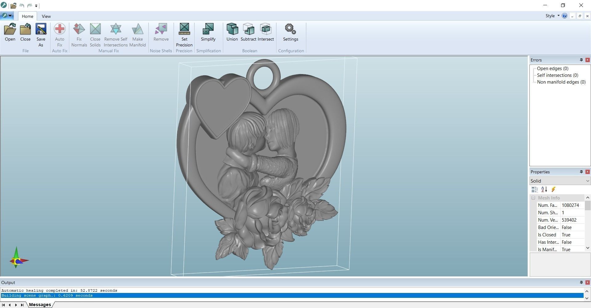 kiss love gold pendant jewelry 3D print model_5