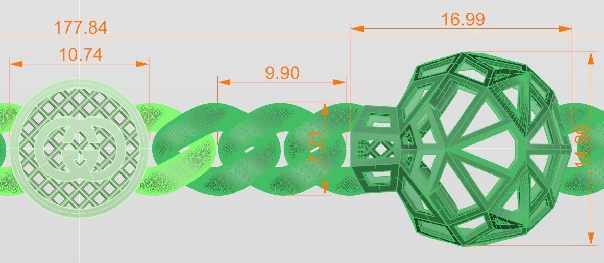 Direct casting tiger chain bracelet 3D model_1