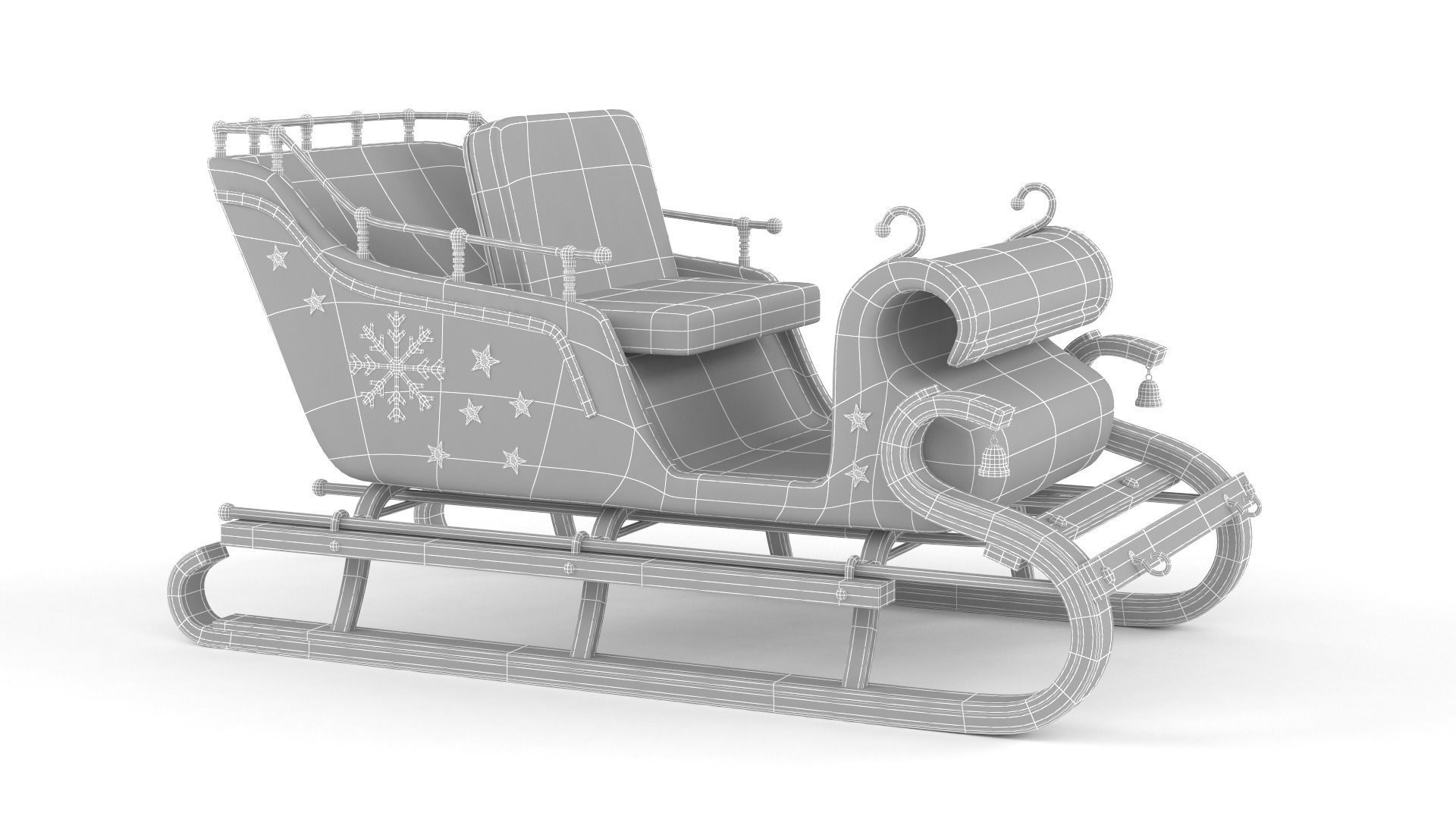 Santa Sleigh 3D model_8