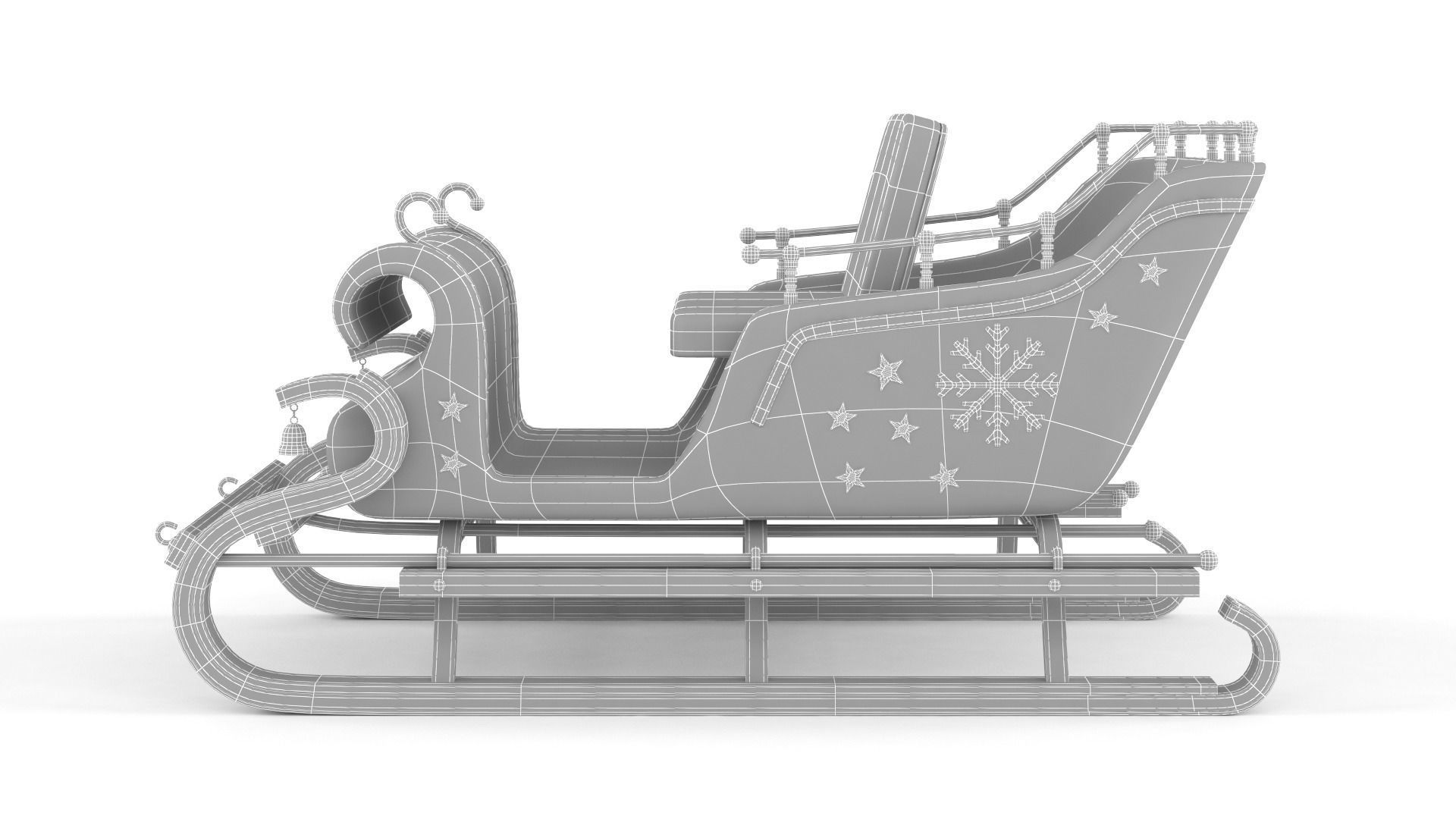 Santa Sleigh 3D model_6