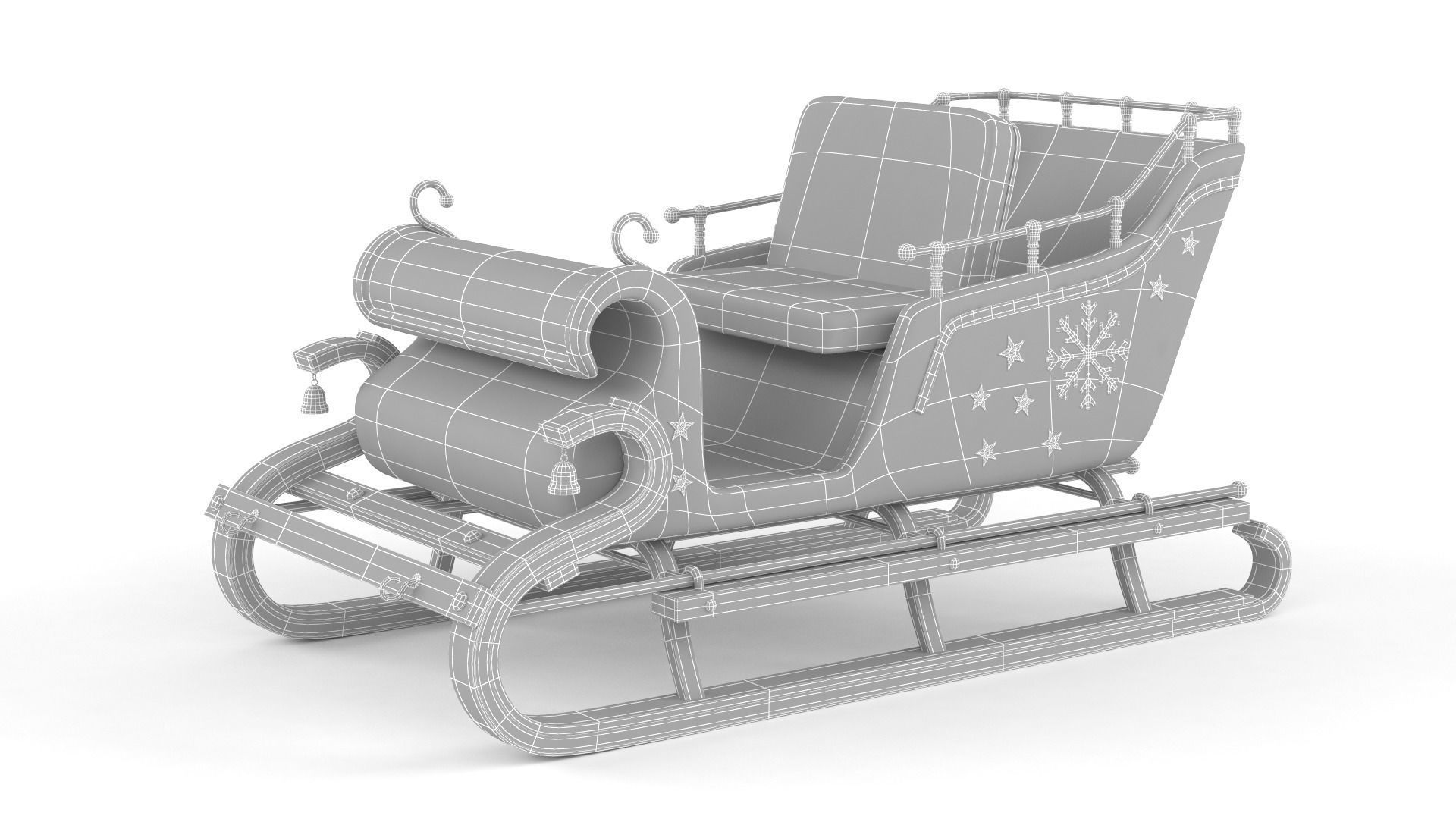 Santa Sleigh 3D model_5