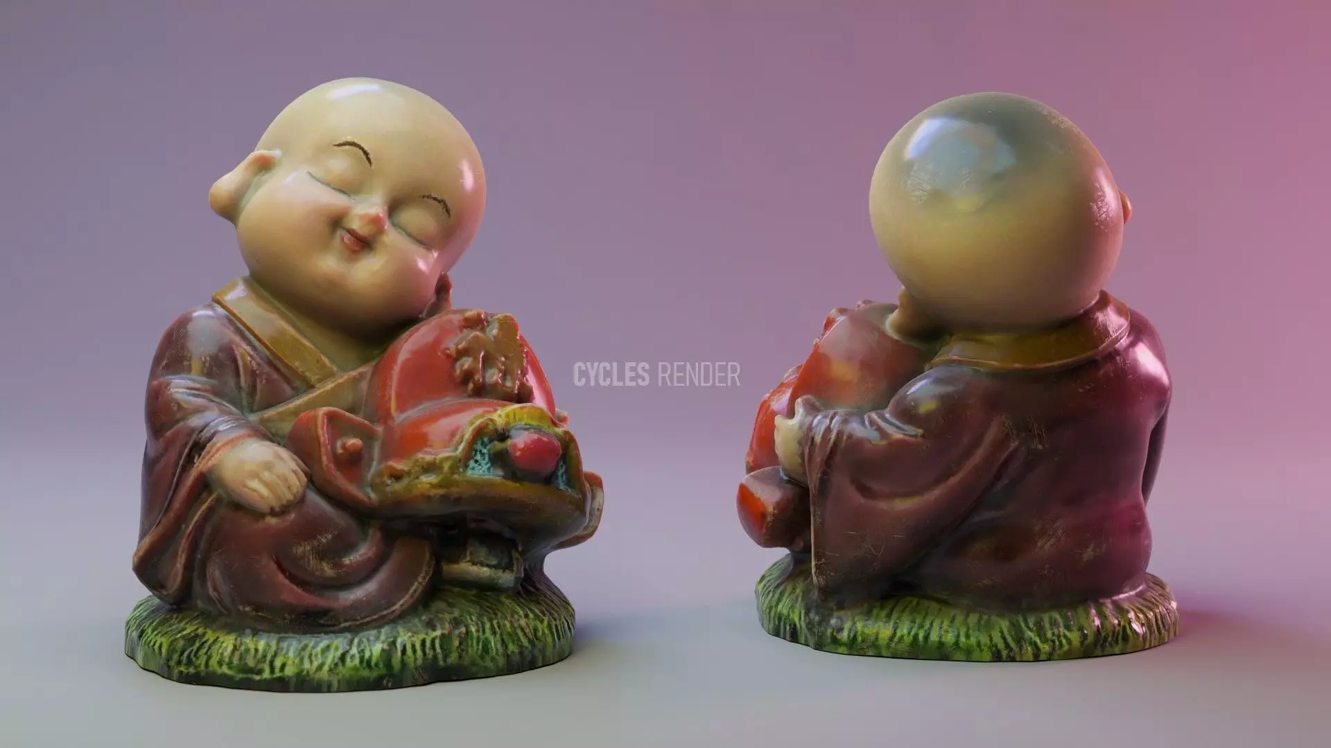 Buddha ceramic interior decoration - PBR - Cycles Renderer 3D model
