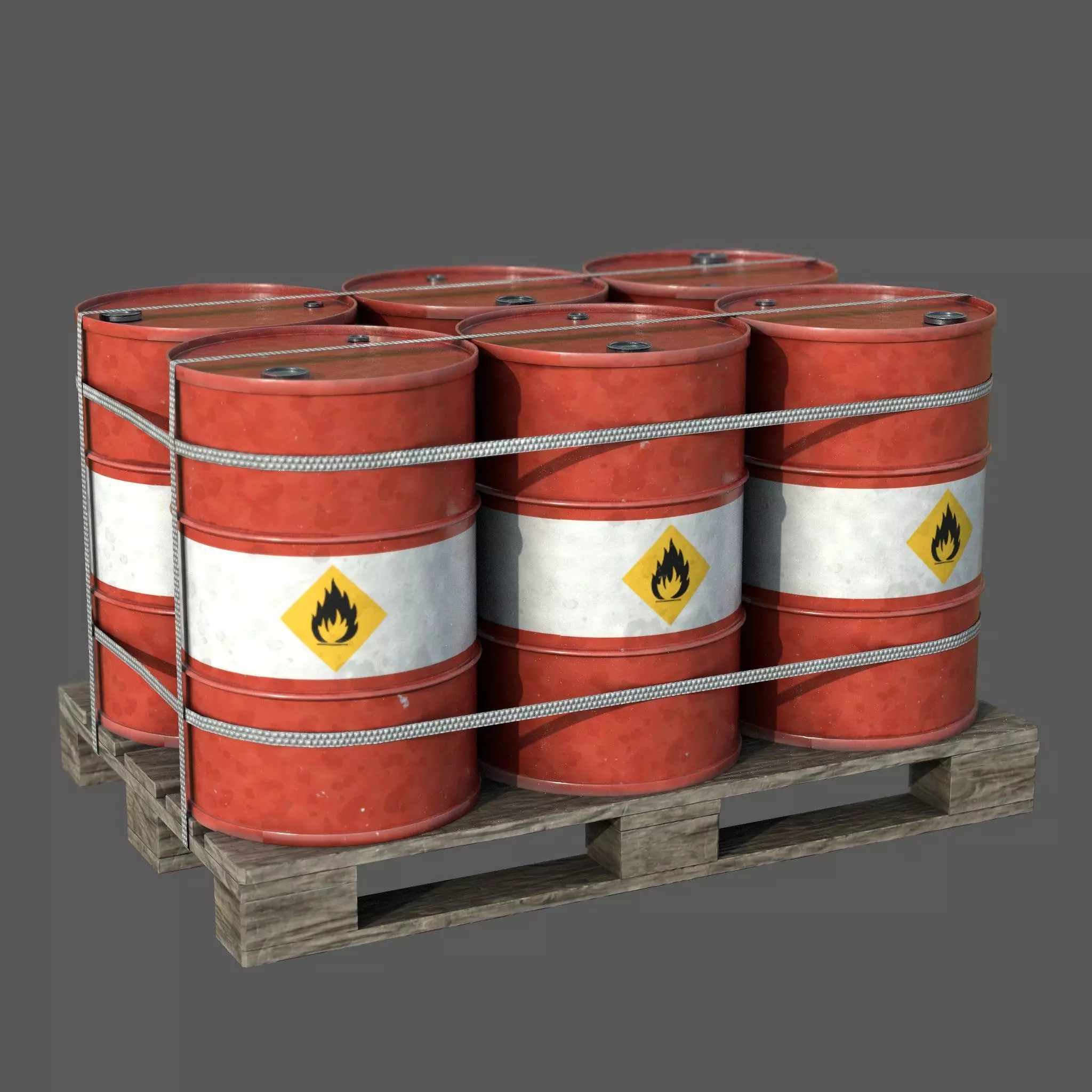 Barrels on a Pallet Low-poly 3D model_0